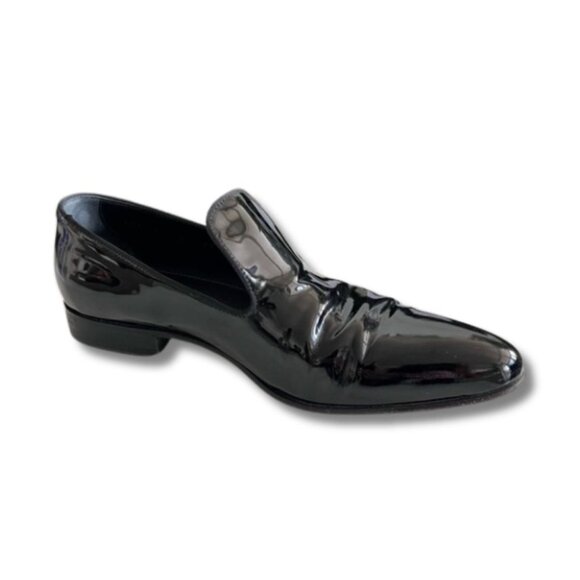 BOSS SMOKING SHOE BLACK LOAFER FLATS PATENT LEATHER SIZE US 9 EU 39 - Picture 1 of 15